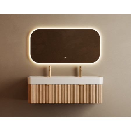 Meuble Venezia couleur bois 130cm + miroir